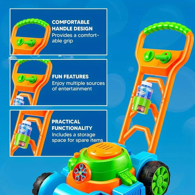 Sloosh Bubble Lawn Mower Toy – Outdoor Bubble Machine Push Toy for Kids