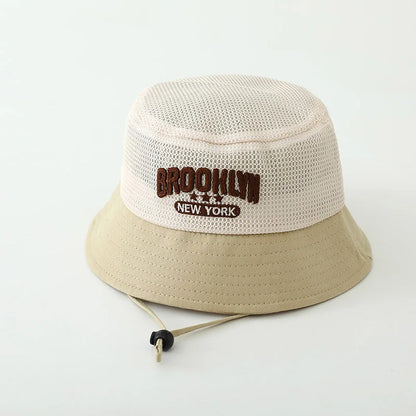Baby Sun Hat with Embroidered Letter – Breathable Mesh Bucket Hat for Boys and Girls