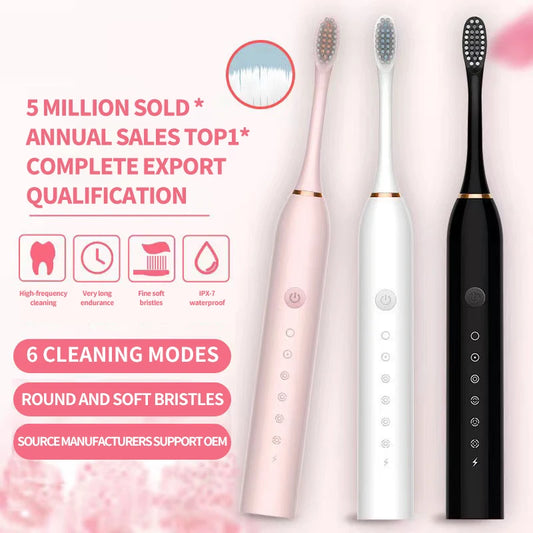 Sonic Electric Toothbrush for Adults – USB Rechargeable IPX7 Waterproof Toothbrush with 6 Cleaning Modes