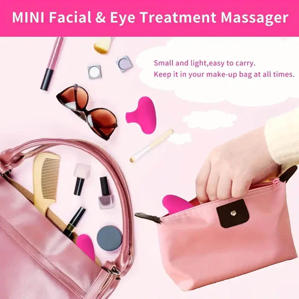 Mini Facial and Eye Massager, Portable USB Rechargeable Waterproof Massage Device for Face and Eye Area