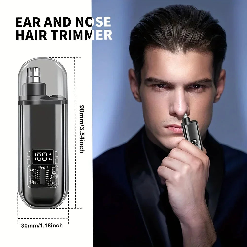 USB-C Rechargeable Nose & Ear Hair Trimmer for Men – Portable Grooming Trimmer