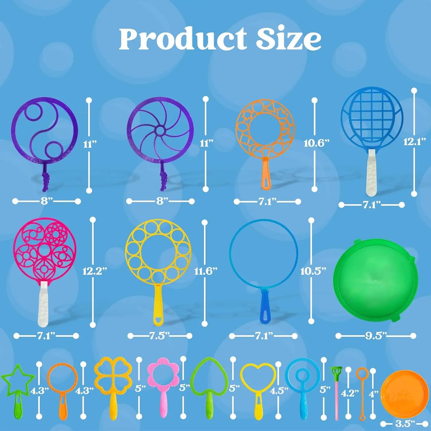 Sloosh 8-Piece Giant Bubble Wand Set – Large Bubble Toys with Tray for Kids