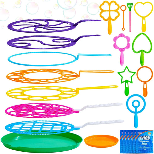 Sloosh 8-Piece Giant Bubble Wand Set – Large Bubble Toys with Tray for Kids