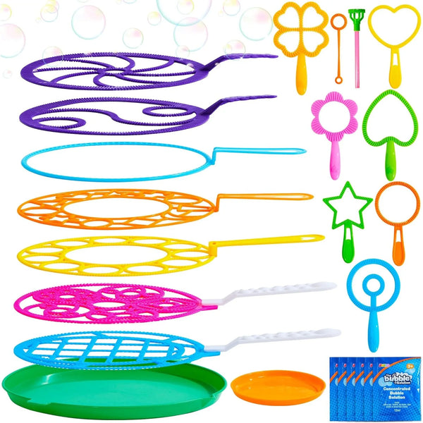 Sloosh 8-Piece Giant Bubble Wand Set – Large Bubble Toys with Tray for Kids