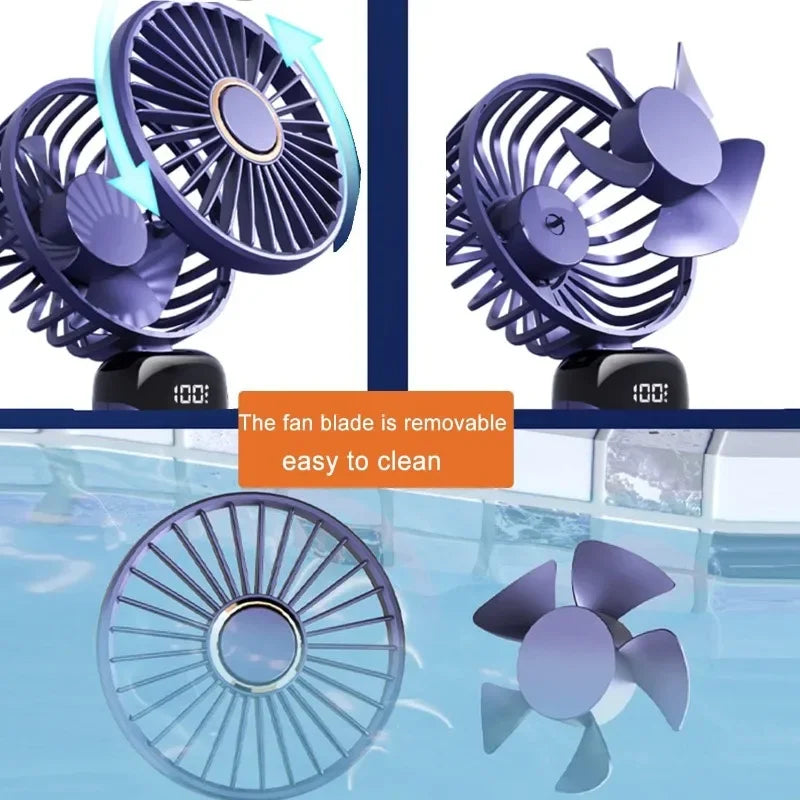 Portable Mini Air Cooler Fan – Rechargeable with Battery Display & Phone Holder