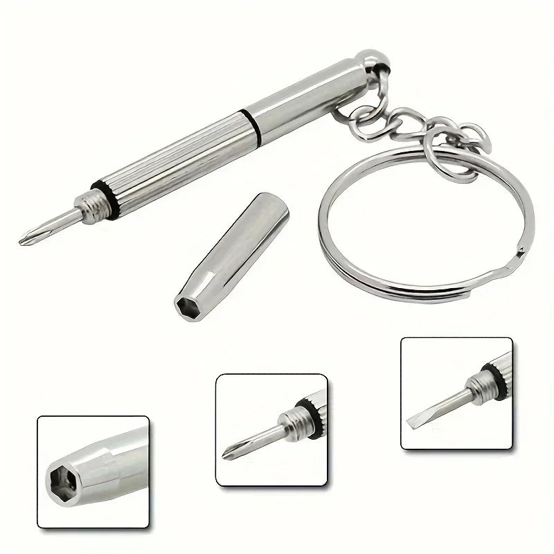 3-in-1 Mini Eyeglass Screwdriver – Keychain Repair Tool for Glasses, Sunglasses & Watches