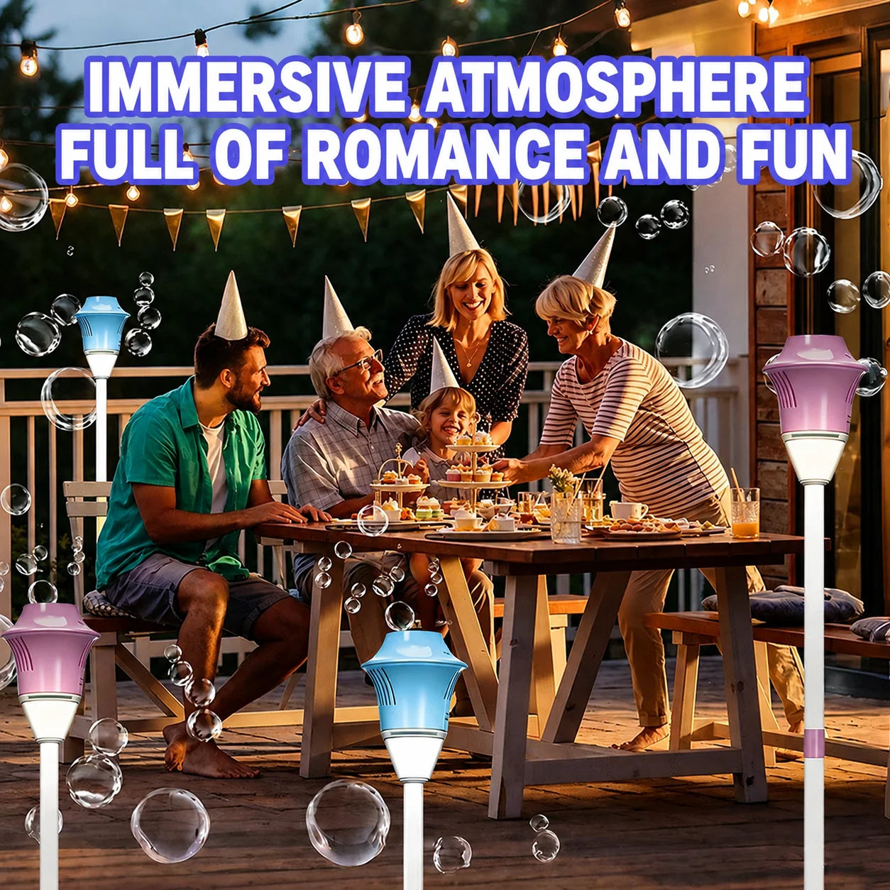 Outdoor Bubble Machine with Lights and Music for Kids and Adults