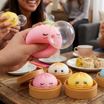 Dumpling Squeeze Bubble-Blowing Toy – Stretchy Squishy Fidget Sensory Toy