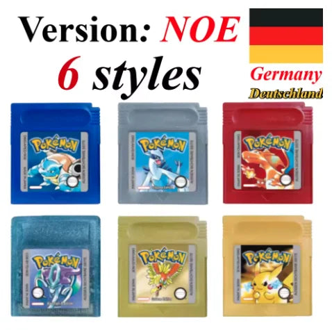 GBC Pokémon Game Cartridge, Red Blue Gold Silver Crystal Yellow Green, Multilingual