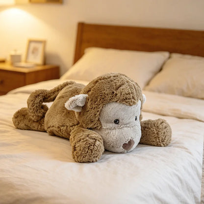 JellyCat Lying Elephant Monkey Plush Toy, 35/52cm Soft Stuffed Cartoon Animal Doll for Kids