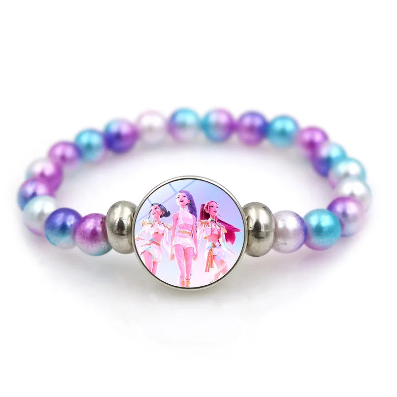 Anime Cartoon Necklace and Bracelet Set – Beaded Jewelry Accessories for Girls