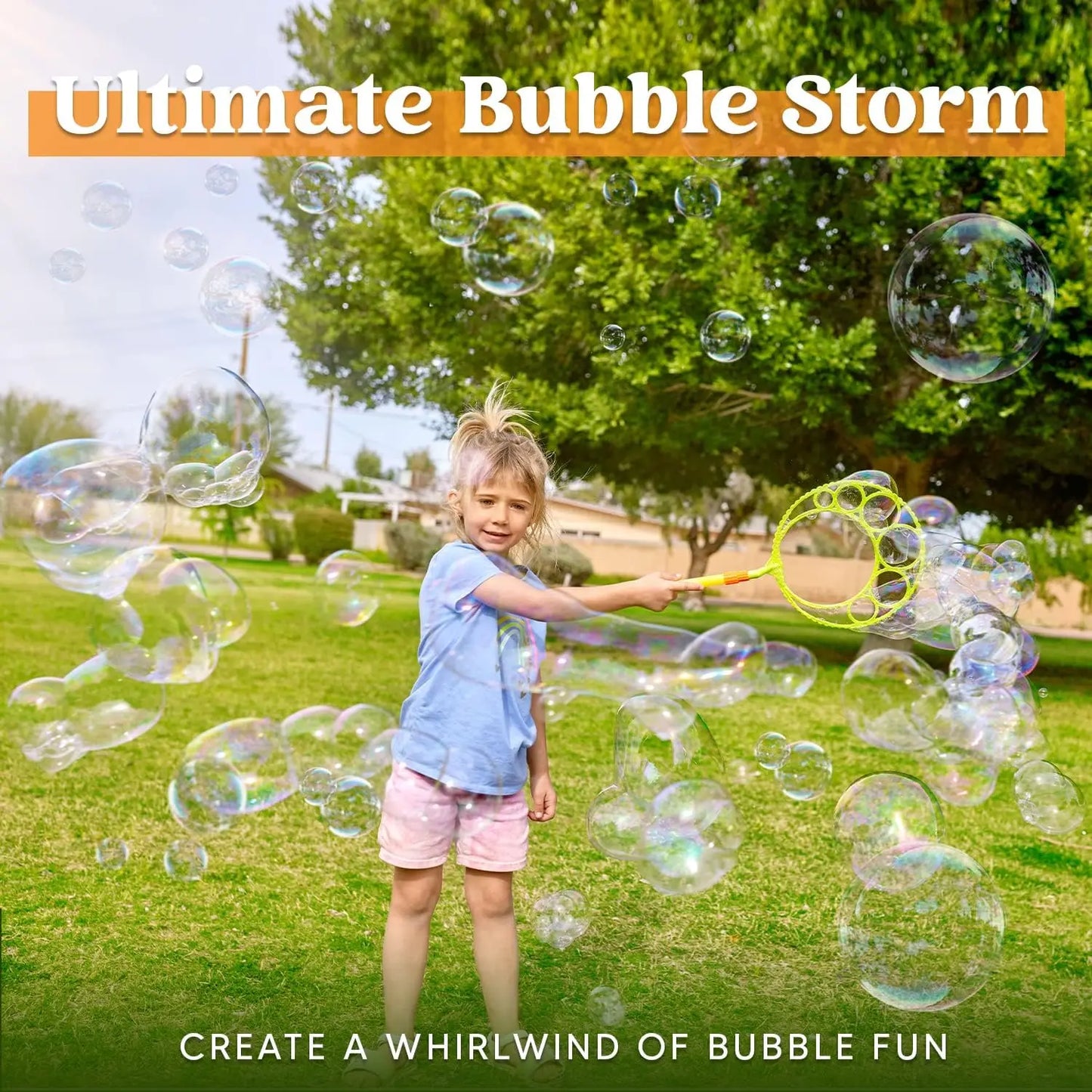 Sloosh 8-Piece Giant Bubble Wand Set – Large Bubble Toys with Tray for Kids