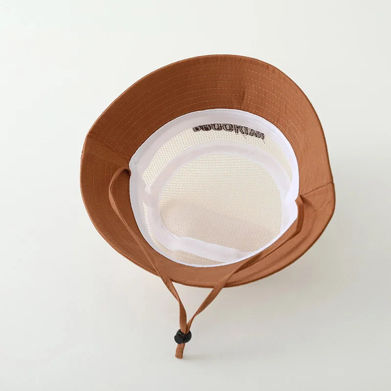 Baby Sun Hat with Embroidered Letter – Breathable Mesh Bucket Hat for Boys and Girls