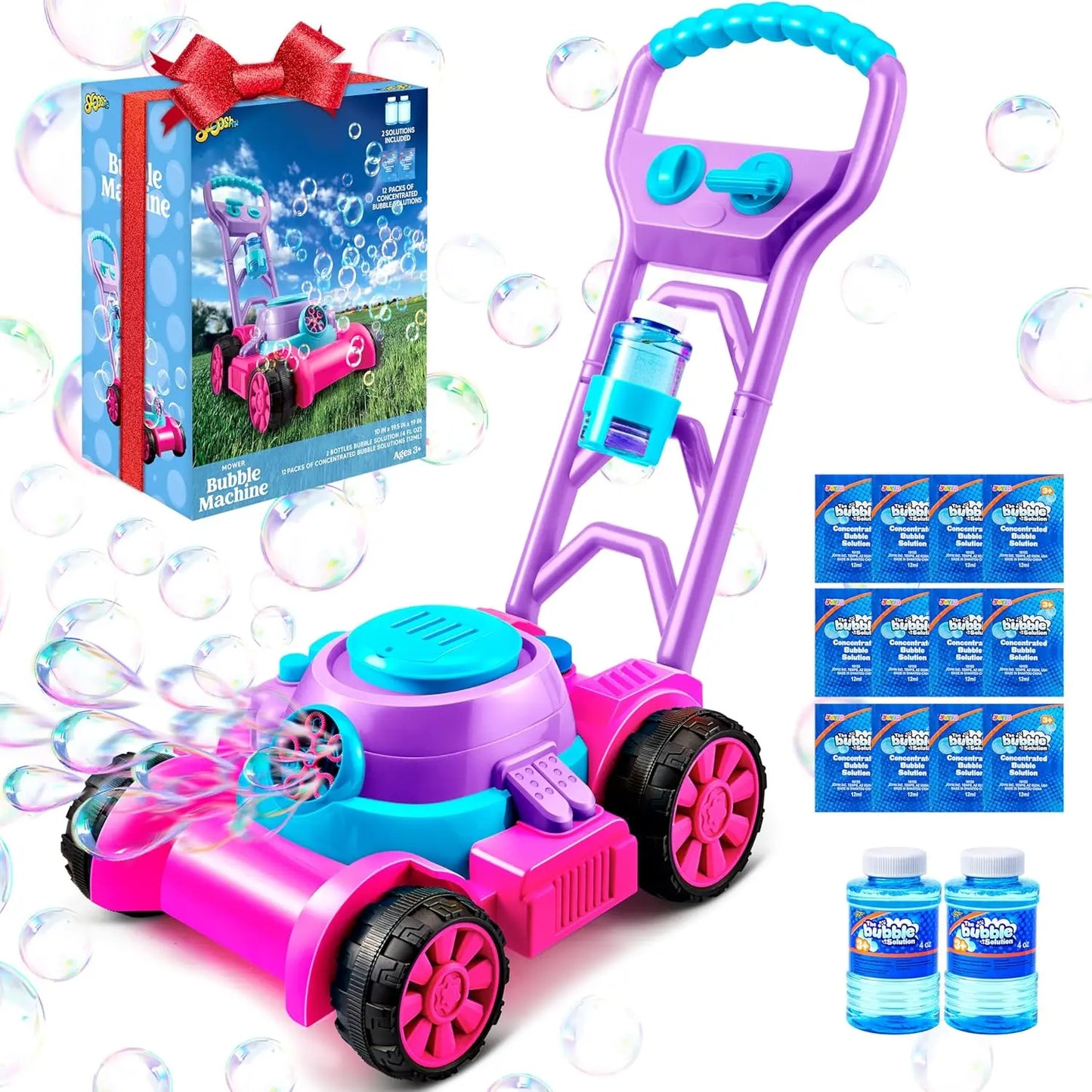 Sloosh Bubble Lawn Mower Toy – Outdoor Bubble Machine Push Toy for Kids