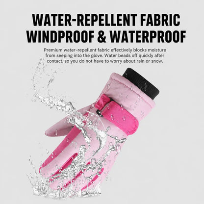 Kids Winter Ski Gloves – Waterproof Windproof Fleece-Lined Gloves for Boys and Girls