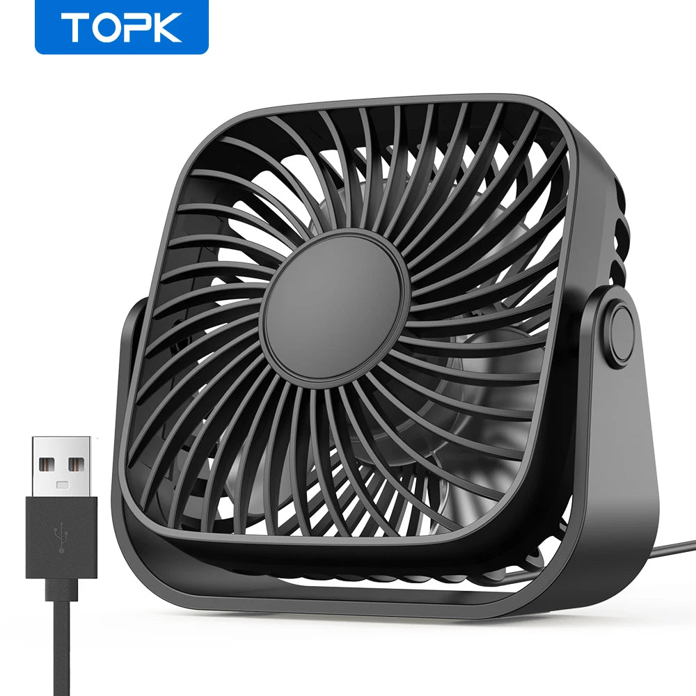 Portable USB Air Cooler Fan – Quiet 3-Speed Personal Desk Cooler