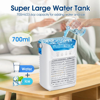 Portable Evaporative Air Cooler with Water & Ice Cooling – Quiet Desktop Fan for Home, Office & Bedroom