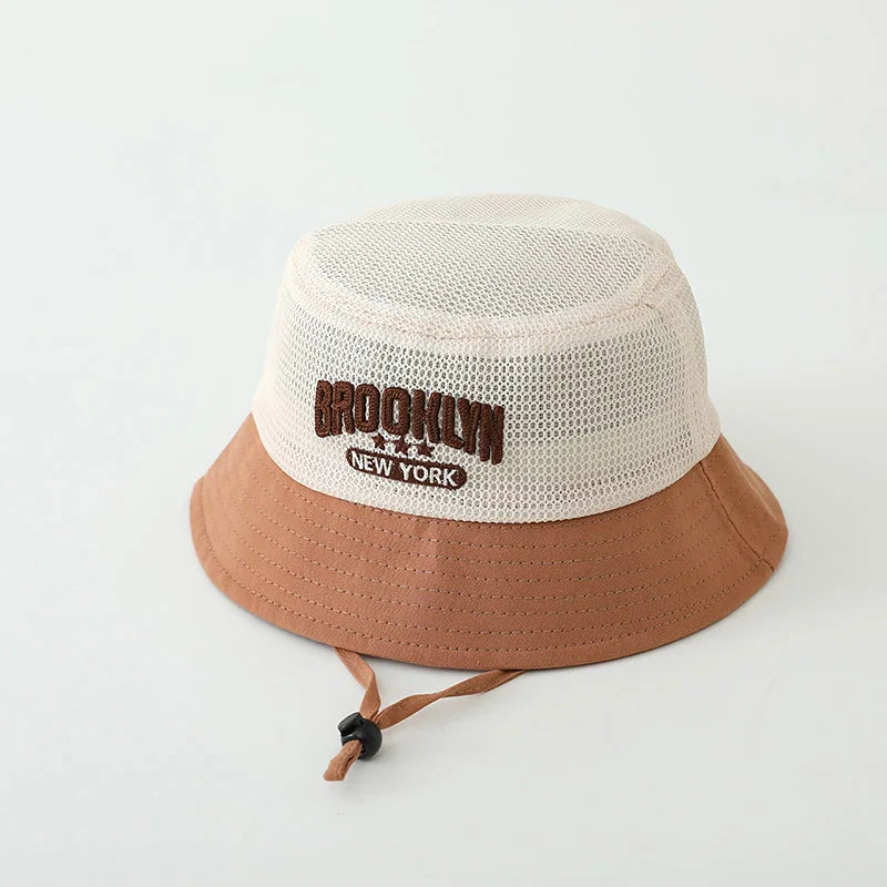 Baby Sun Hat with Embroidered Letter – Breathable Mesh Bucket Hat for Boys and Girls