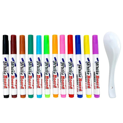 Stylos flottants pour enfants – Kit de dessin à l'encre magique avec cuillère pour l'art flottant sur l'eau