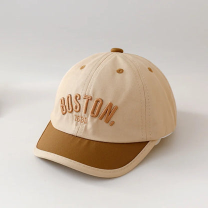 Baby Baseball Cap with Letter Embroidery – Short Brim Sun Hat for Boys and Girls