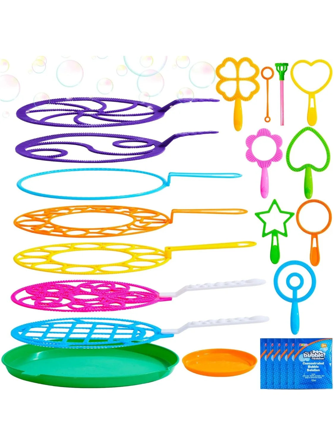 Sloosh 8-Piece Giant Bubble Wand Set – Large Bubble Toys with Tray for Kids