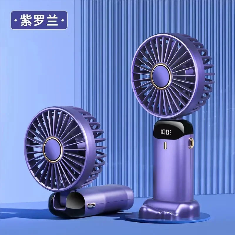 Portable Mini Air Cooler Fan – Rechargeable with Battery Display & Phone Holder