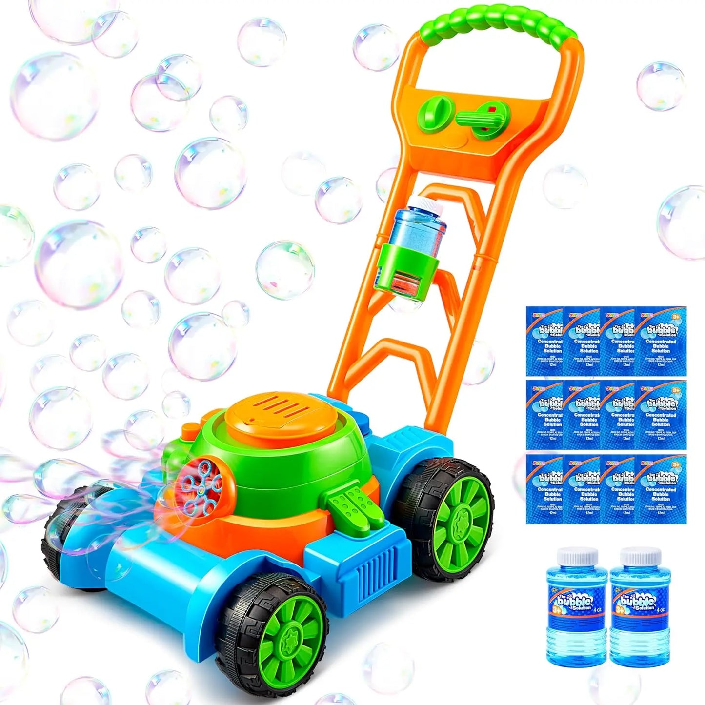 Sloosh Bubble Lawn Mower Toy – Outdoor Bubble Machine Push Toy for Kids