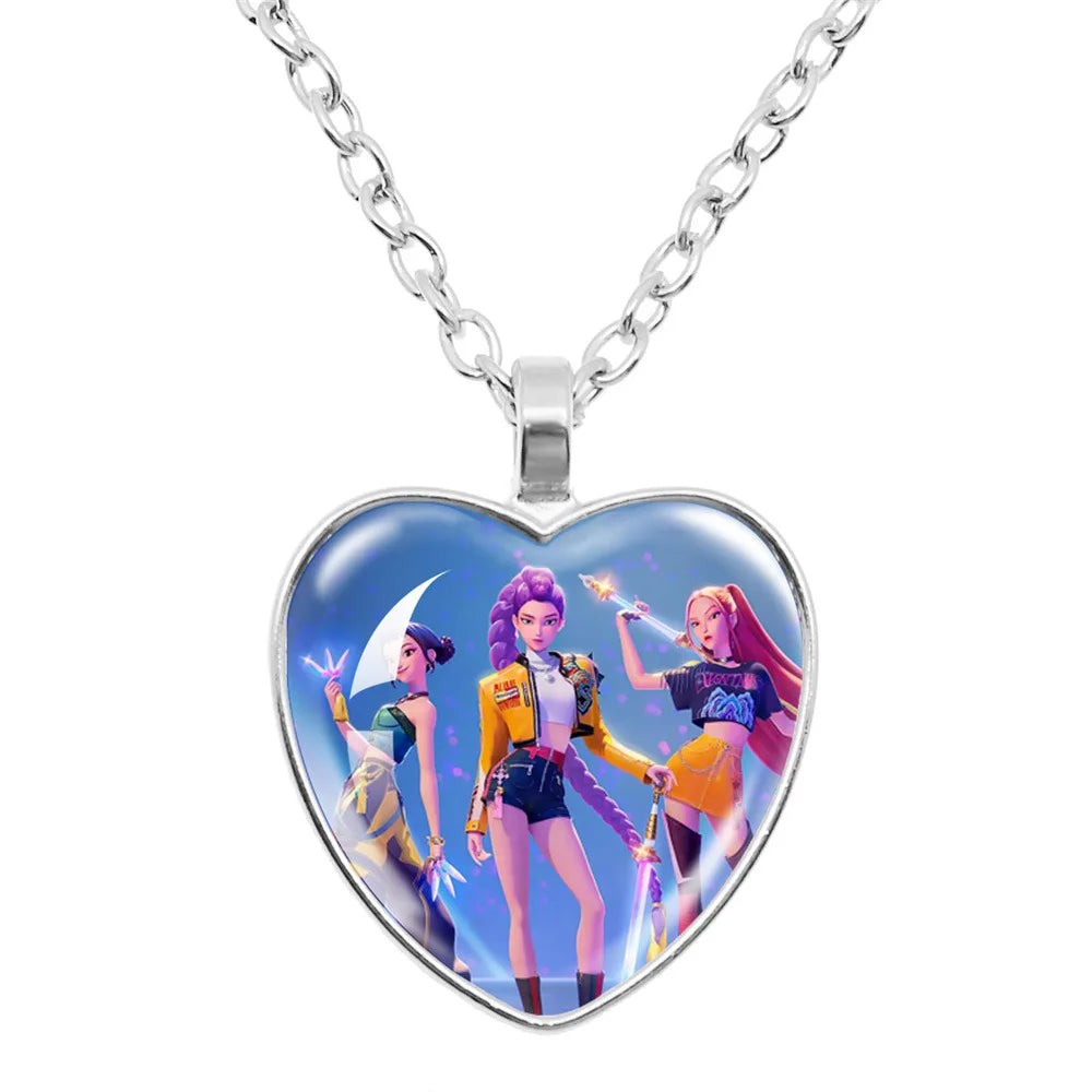 Anime Cartoon Necklace and Bracelet Set – Beaded Jewelry Accessories for Girls