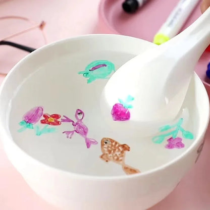 Stylos flottants pour enfants – Kit de dessin à l'encre magique avec cuillère pour l'art flottant sur l'eau