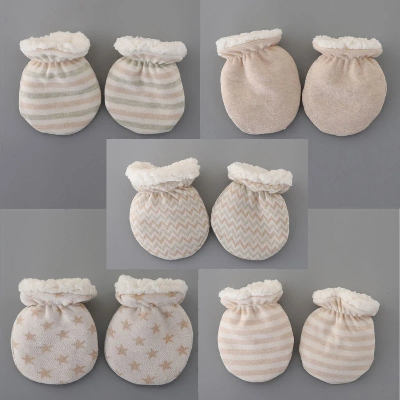 Newborn Baby Mittens Cotton Anti-Scratch Gloves Winter Infant Hand Protection
