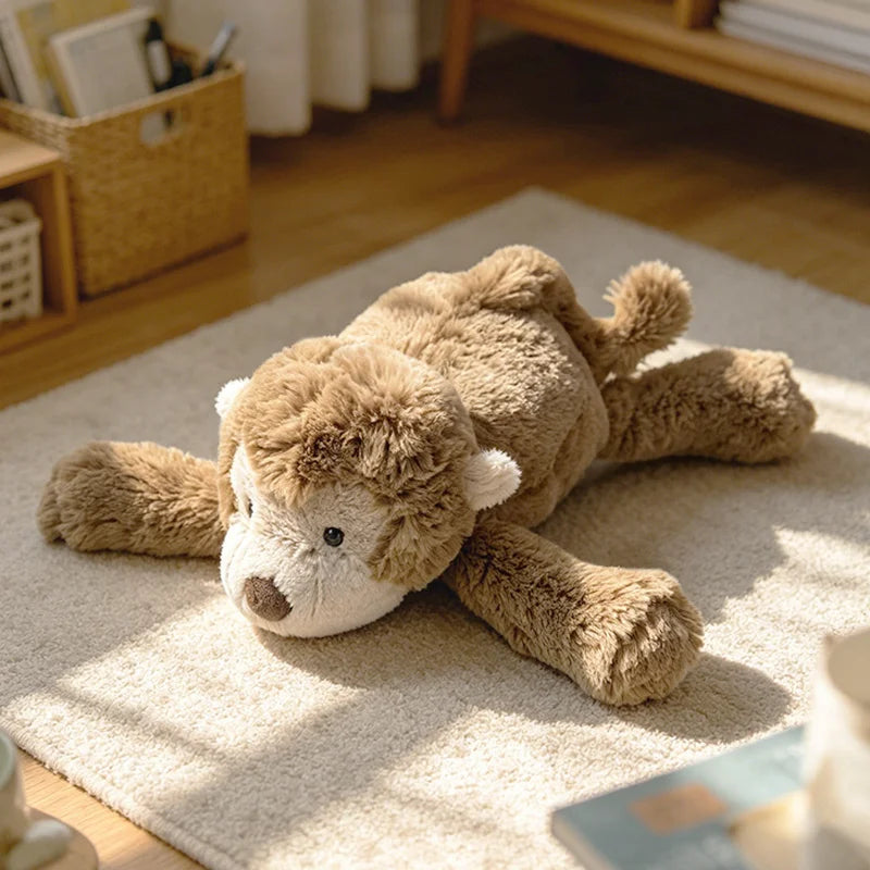 JellyCat Lying Elephant Monkey Plush Toy, 35/52cm Soft Stuffed Cartoon Animal Doll for Kids