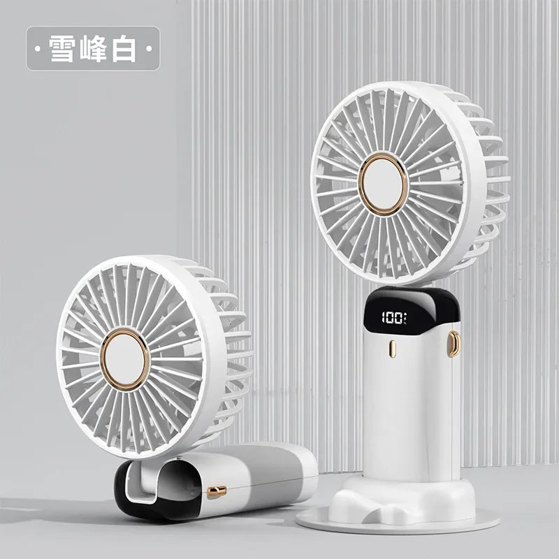 Portable Mini Air Cooler Fan – Rechargeable with Battery Display & Phone Holder