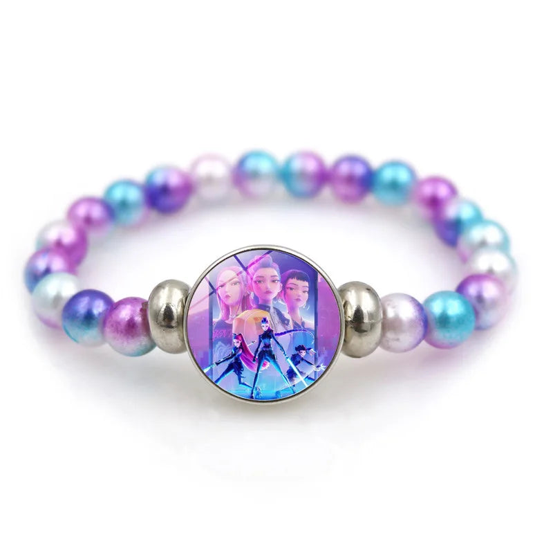 Anime Cartoon Necklace and Bracelet Set – Beaded Jewelry Accessories for Girls