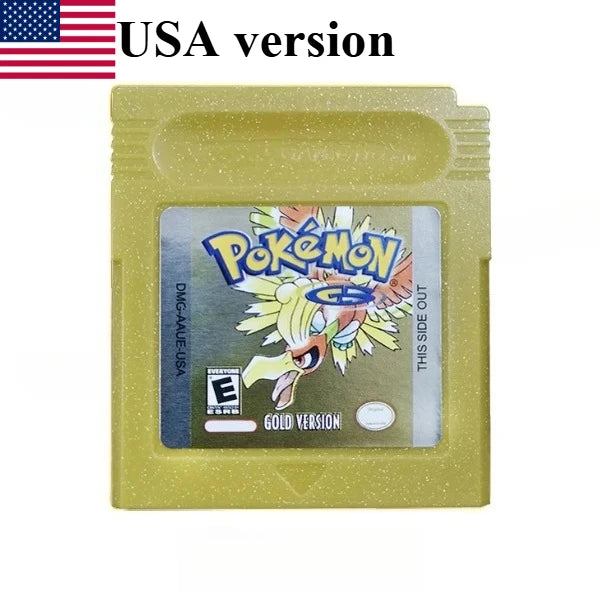 GBC Pokémon Game Cartridge, Red Blue Gold Silver Crystal Yellow Green, Multilingual