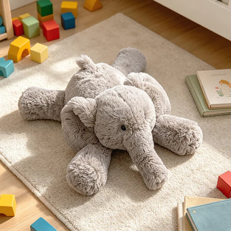 JellyCat Lying Elephant Monkey Plush Toy, 35/52cm Soft Stuffed Cartoon Animal Doll for Kids