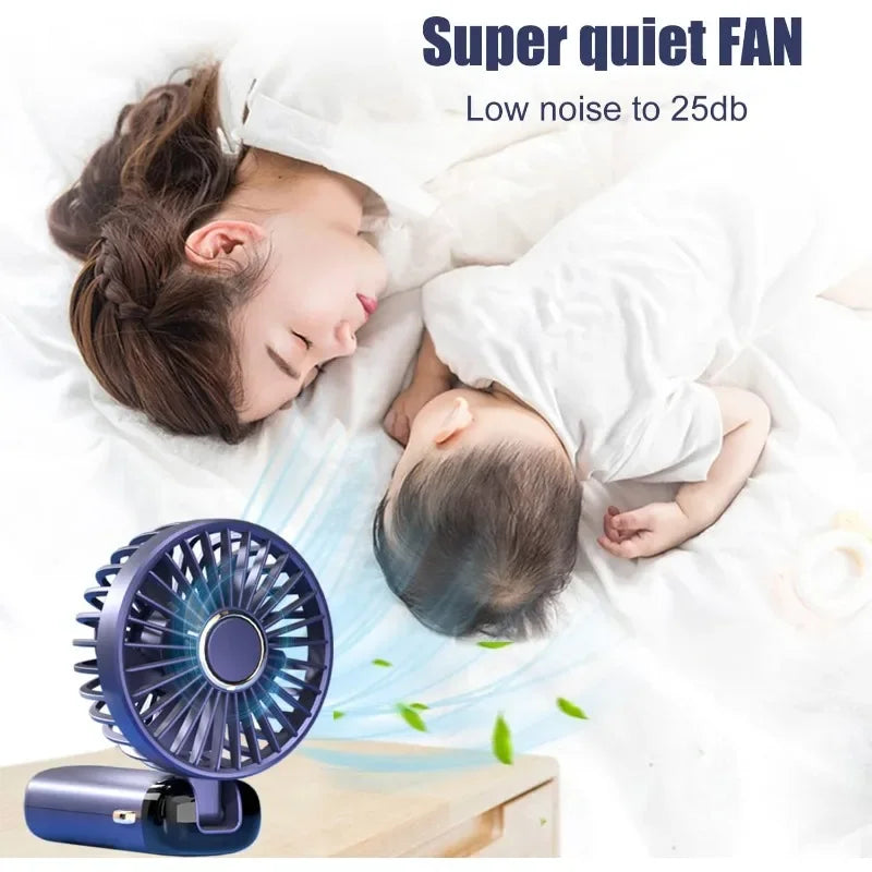Portable Mini Air Cooler Fan – Rechargeable with Battery Display & Phone Holder