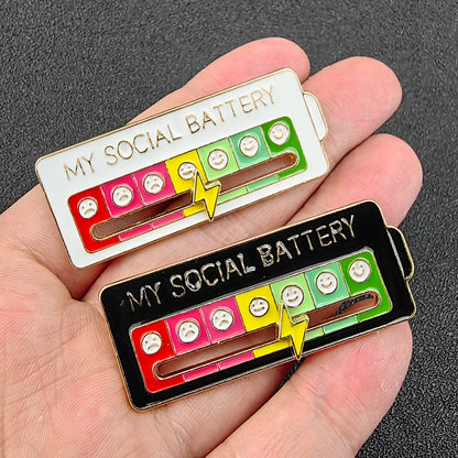 Mood Expression Enamel Pin – Social Battery Badge Brooch for Men & Women