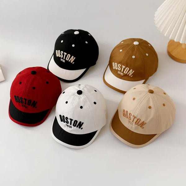Baby Baseball Cap with Letter Embroidery – Short Brim Sun Hat for Boys and Girls