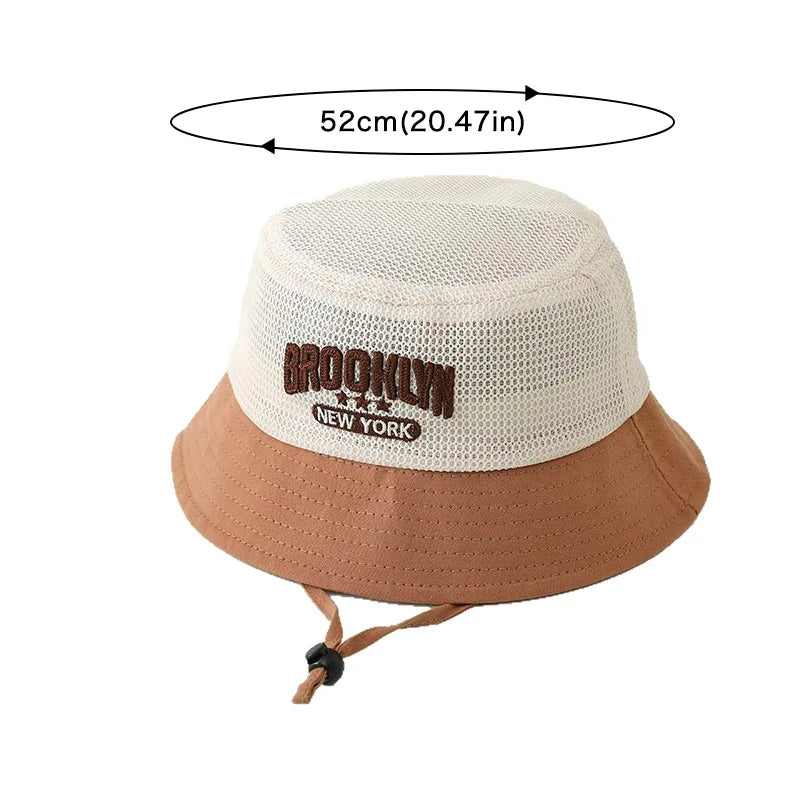 Baby Sun Hat with Embroidered Letter – Breathable Mesh Bucket Hat for Boys and Girls