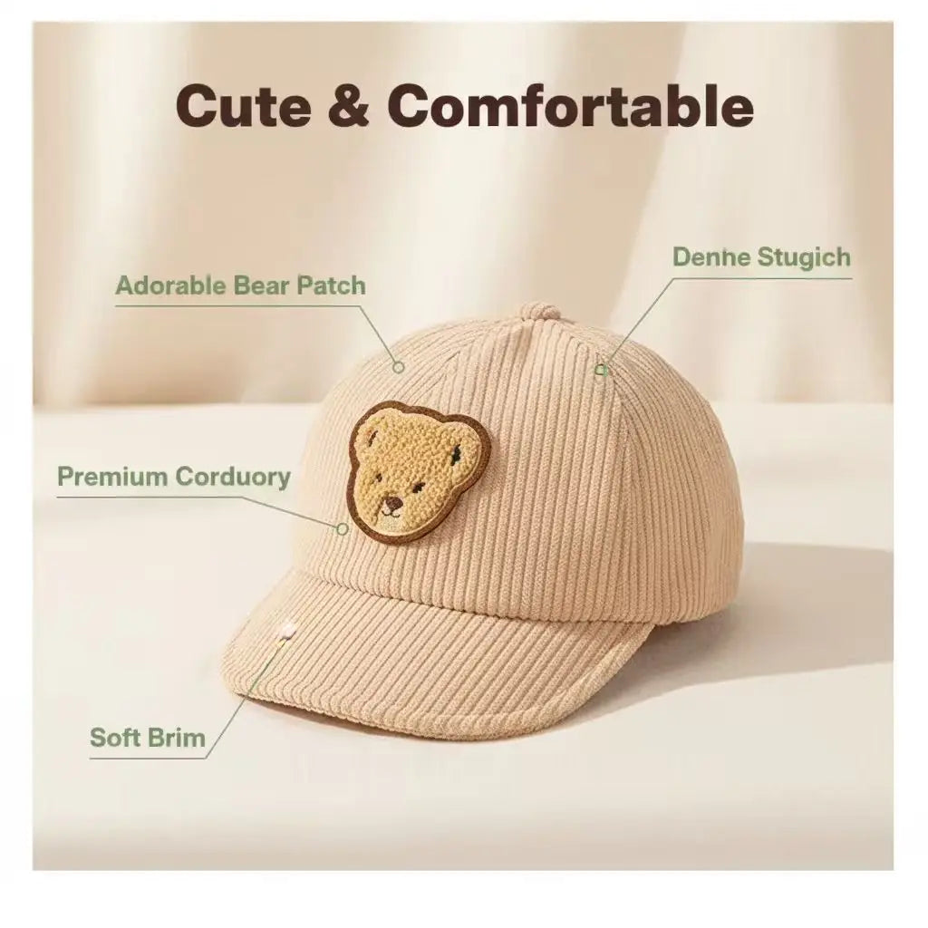Baby Bear Baseball Cap – Soft Brim Windproof Hat for Boys and Girls