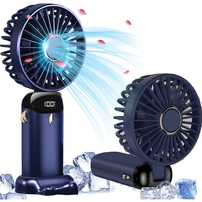 Portable Mini Air Cooler Fan – Rechargeable with Battery Display & Phone Holder