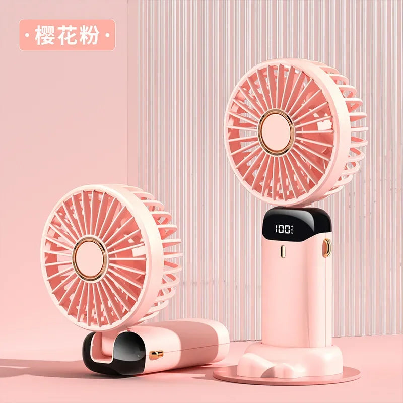 Portable Mini Air Cooler Fan – Rechargeable with Battery Display & Phone Holder