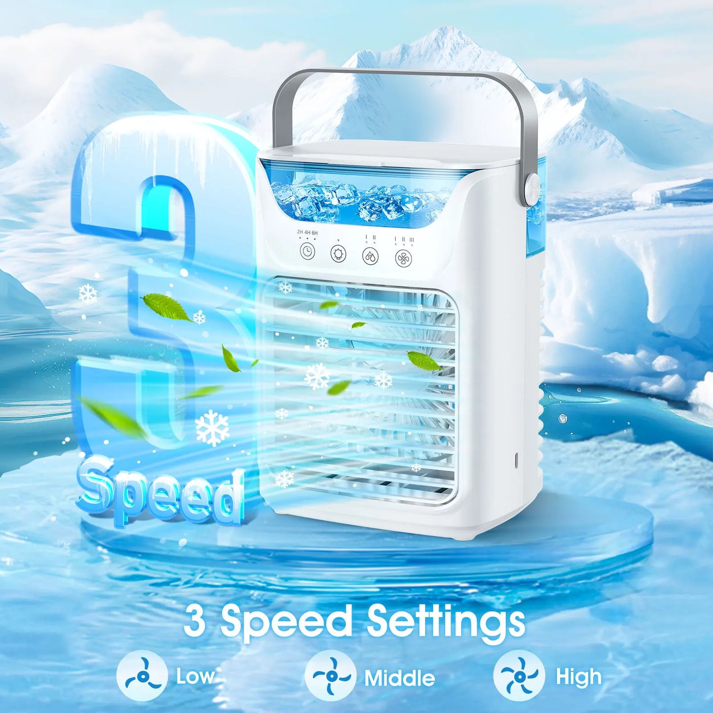 Portable Evaporative Air Cooler with Water & Ice Cooling – Quiet Desktop Fan for Home, Office & Bedroom