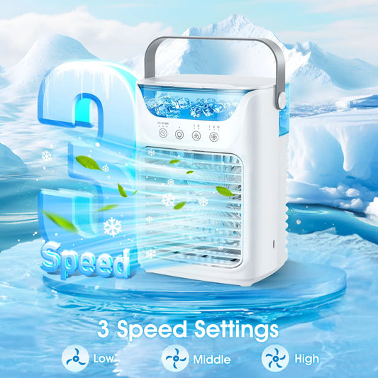Portable Evaporative Air Cooler with Water & Ice Cooling – Quiet Desktop Fan for Home, Office & Bedroom