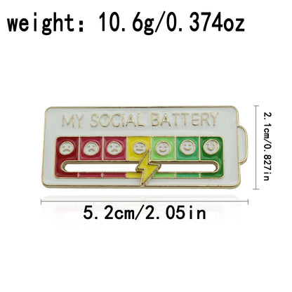Mood Expression Enamel Pin – Social Battery Badge Brooch for Men & Women