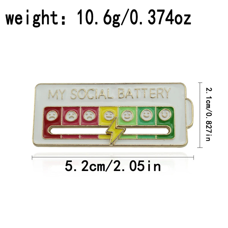 Mood Expression Enamel Pin – Social Battery Badge Brooch for Men & Women