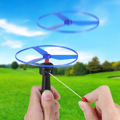 5-Piece Pull String Flying Disc Toy Set – Colorful Plastic Propeller Toys for Kids
