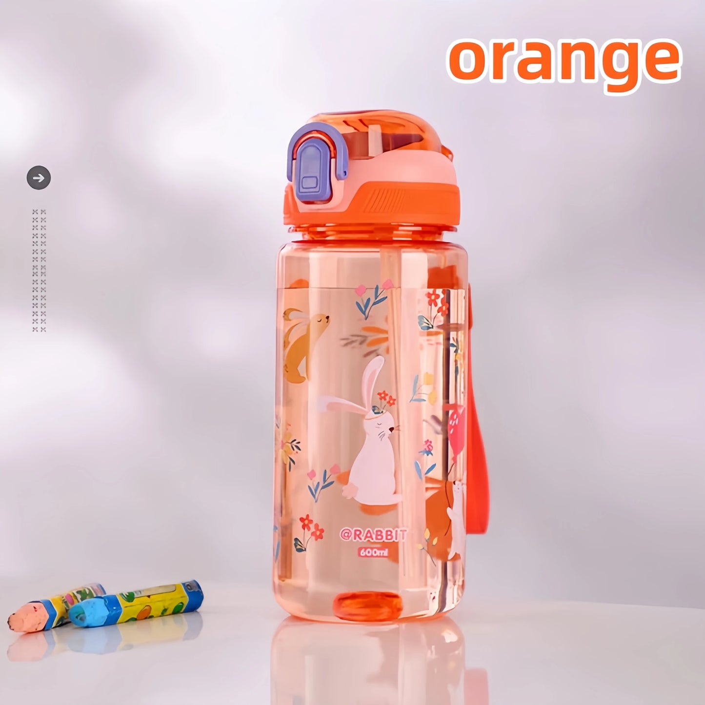 600ml Dinosaur Water Bottle for Kids with Silicone Straw – Leakproof Plastic Drinking Cup