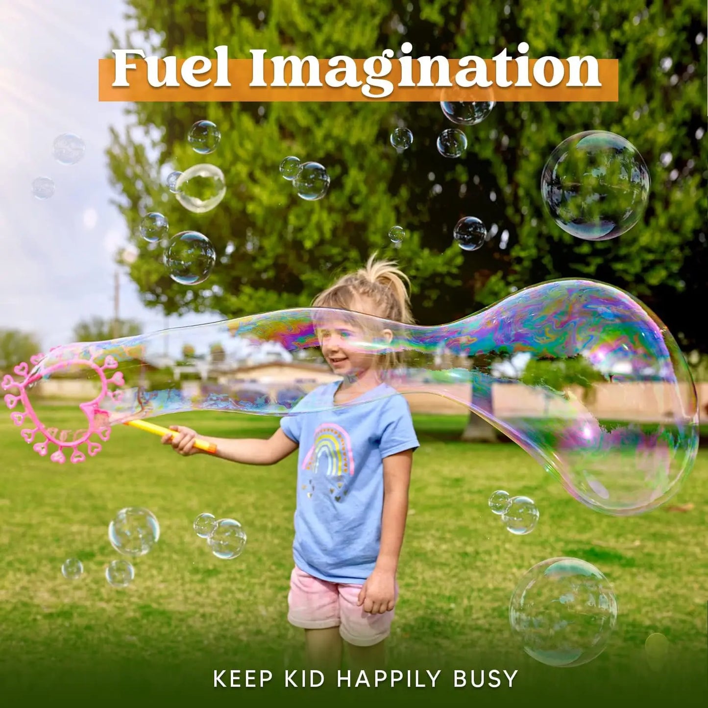 Sloosh 8-Piece Giant Bubble Wand Set – Large Bubble Toys with Tray for Kids