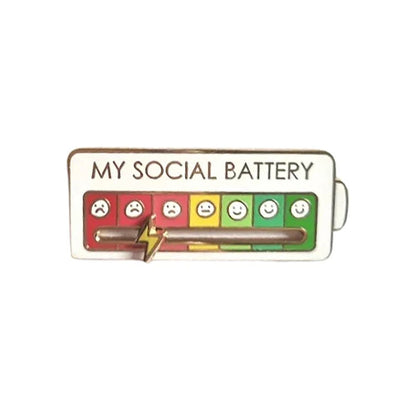 Mood Expression Enamel Pin – Social Battery Badge Brooch for Men & Women